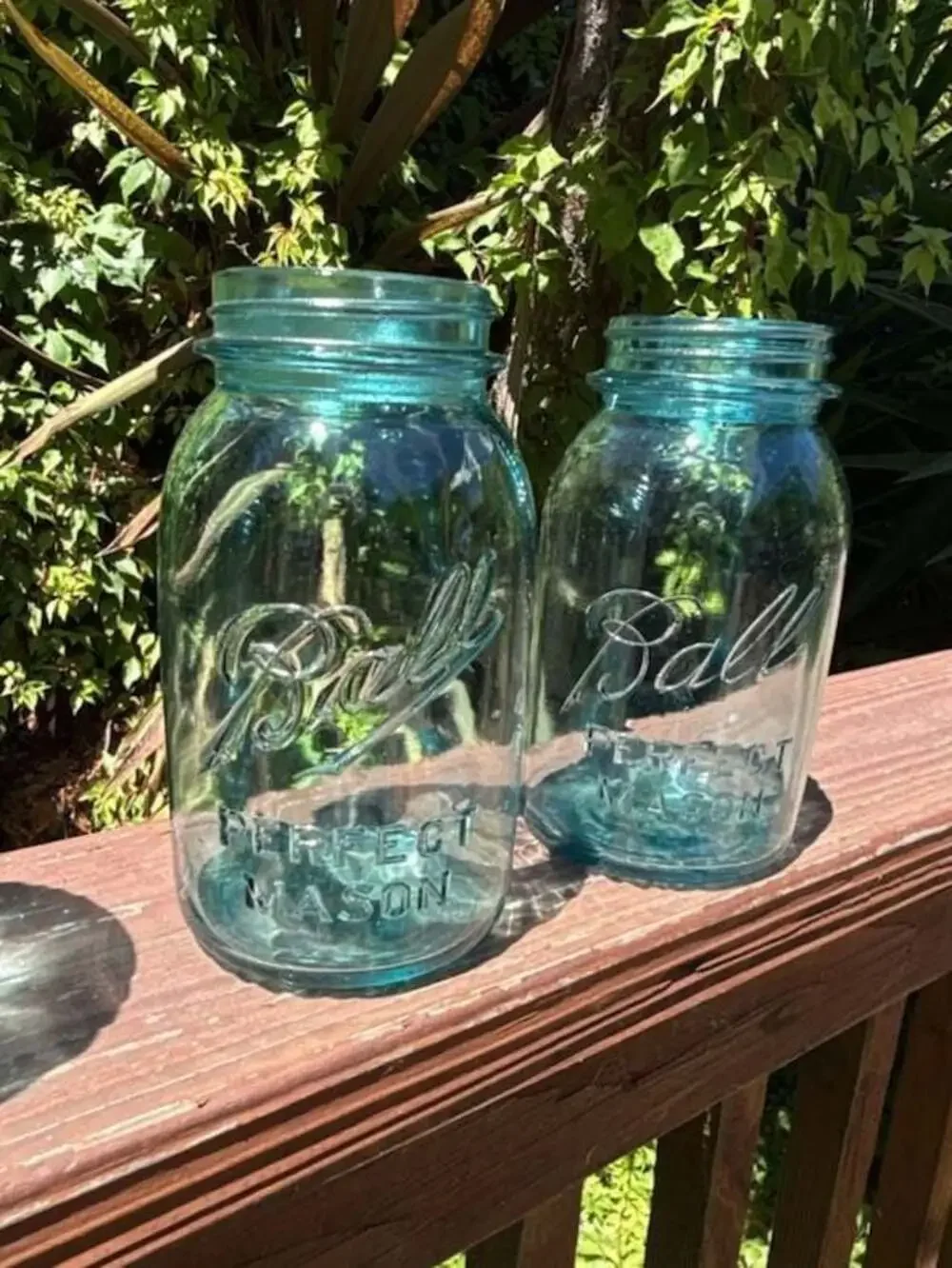 Set of 6 Vintage Ball Aqua Blue Glass Mason Jars Various Numbers No Lids